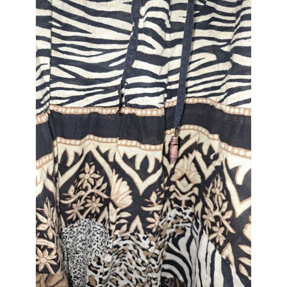 Boho Ethnic Animal Print Maxi Flowy Lightweight Skirt (Flaw) Festival Cultural - Picture 9 of 12